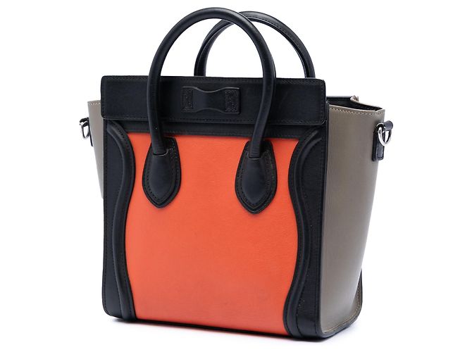Cabas Céline Borsa Celine Orange Nano Tricolor in pelle - vista 2