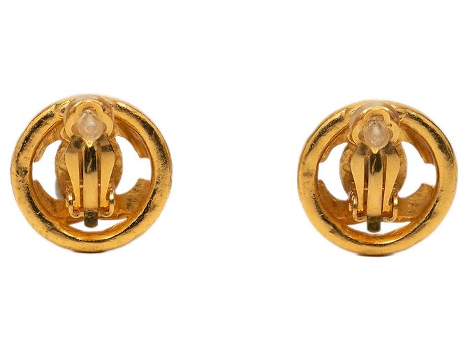 Orecchini Chanel Gold CC placcati oro tondi con clip D'oro - vista 2