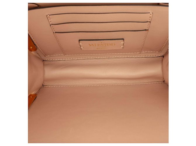 Clutch Valentino Roman Stud in pelle di vitello marrone con tracolla Carne - vista 4