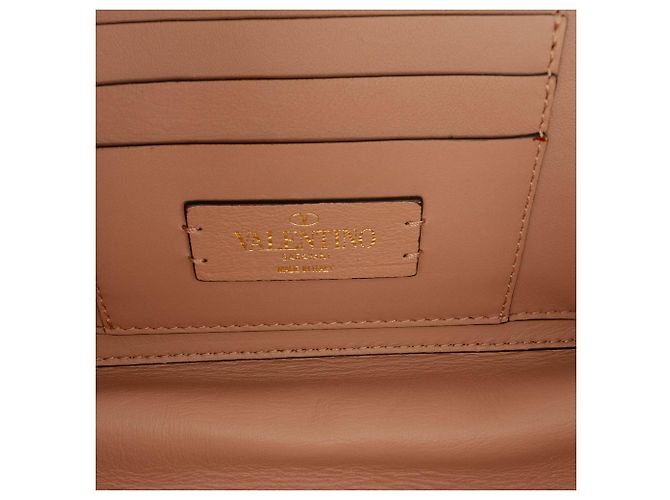 Clutch Valentino Roman Stud in pelle di vitello marrone con tracolla Carne - vista 5