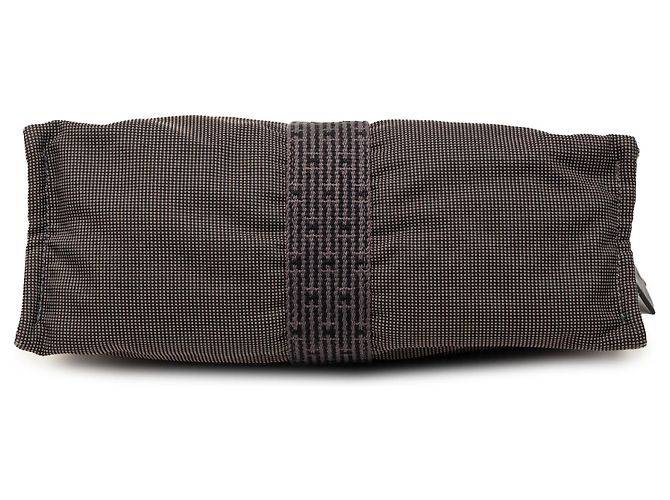 Clutch Herline in tela grigia Hermès Marrone - vista 3
