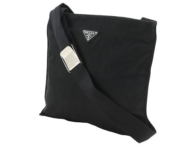 Borsa a tracolla in raso nero con zip Prada - vista 2