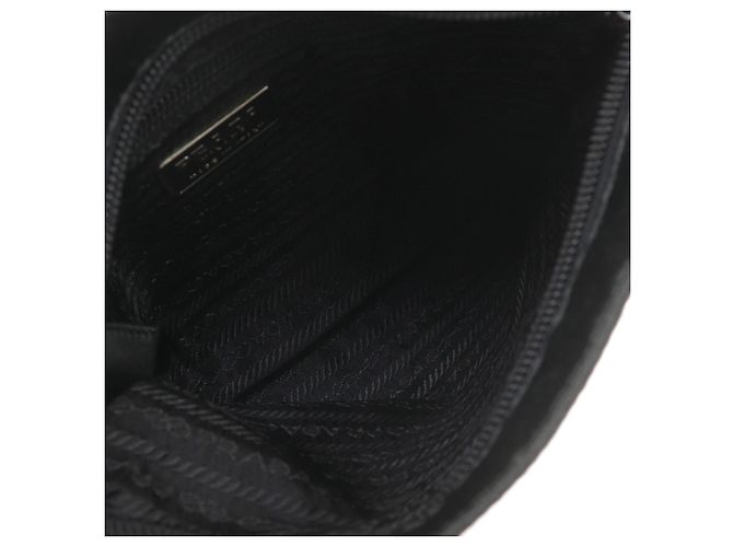 Borsa a tracolla in raso nero con zip Prada - vista 5
