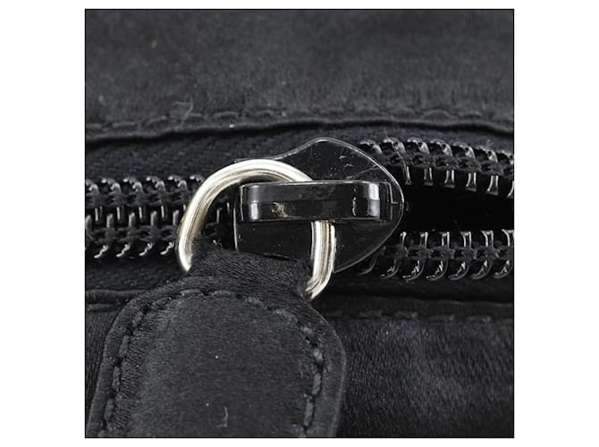 Borsa a tracolla in raso nero con zip Prada - vista 7