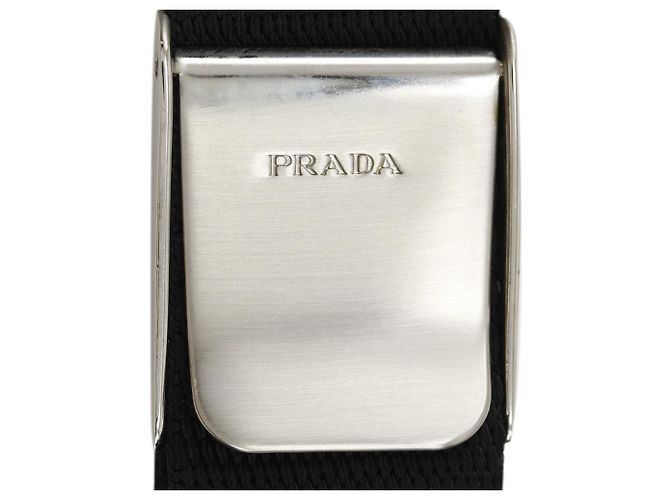 Borsa a tracolla in raso nero con zip Prada - vista 8