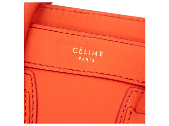 Céline Borsa Celine Orange Nano Leather Luggage Tote Arancione - vista 5