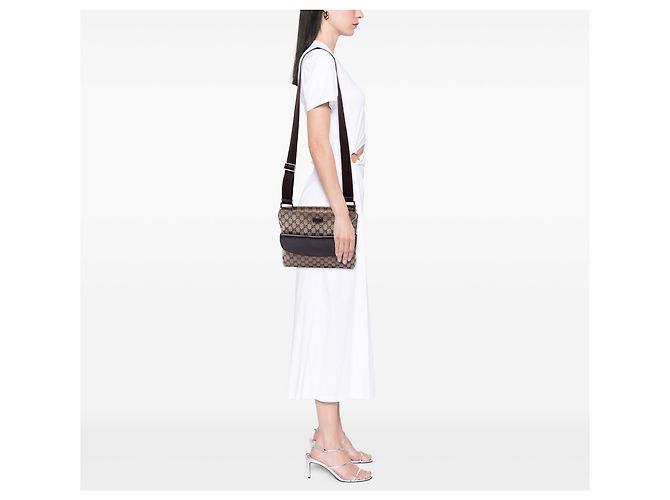 Borsa a tracolla Gucci in tela GG beige - vista 6