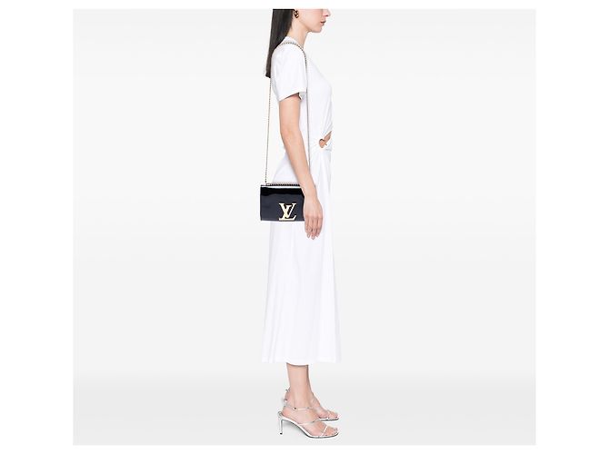 Louis Vuitton Black Vernis Louise Sliding Chain MM Nero - vista 6
