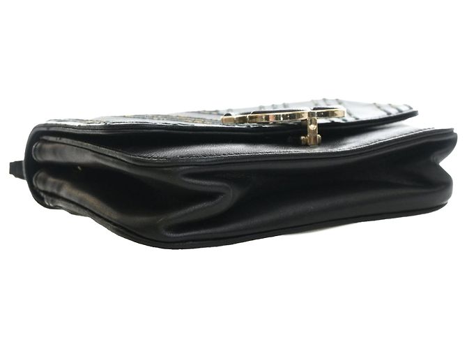 Chanel Black Small Chevron Sheepskin Subtle Flap Nero - vista 12
