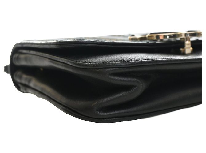 Chanel Black Small Chevron Sheepskin Subtle Flap Nero - vista 13