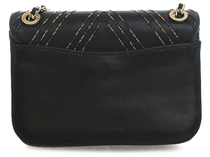 Chanel Black Small Chevron Sheepskin Subtle Flap Nero - vista 2