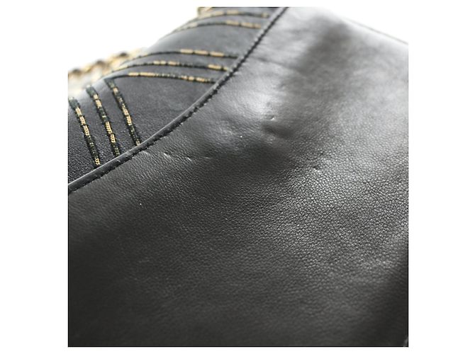 Chanel Black Small Chevron Sheepskin Subtle Flap Nero - vista 8
