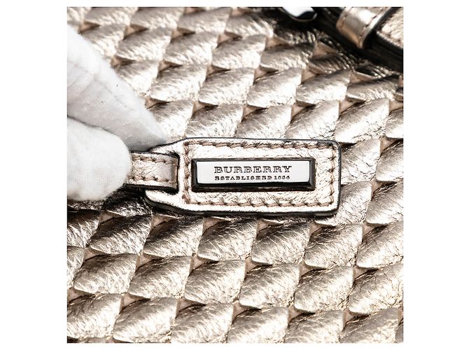 Burberry Metallic Gold Gewebtes Leder Tote Golden - Ansicht 5