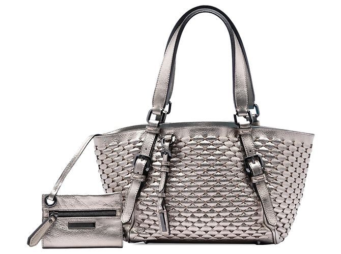 Burberry Metallic Gold Gewebtes Leder Tote Golden - Ansicht 7