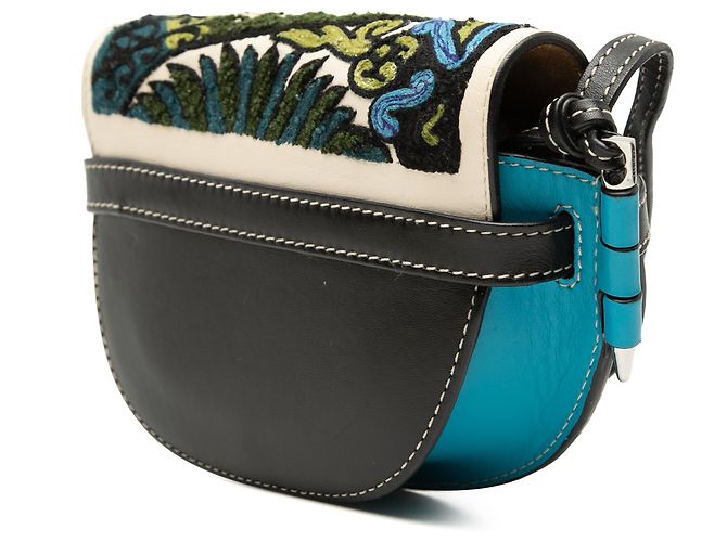 LOEWE Borsa a tracolla Gate in pelle blu con ricami floreali William De Morgan - vista 2