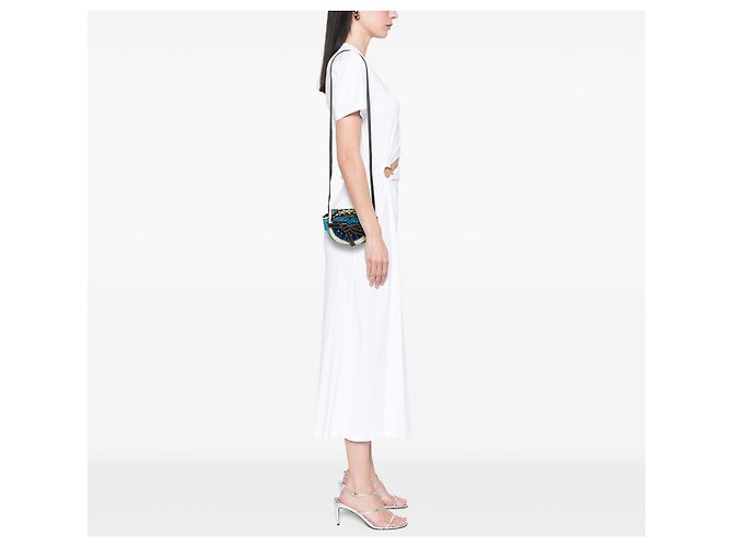 LOEWE Borsa a tracolla Gate in pelle blu con ricami floreali William De Morgan - vista 7