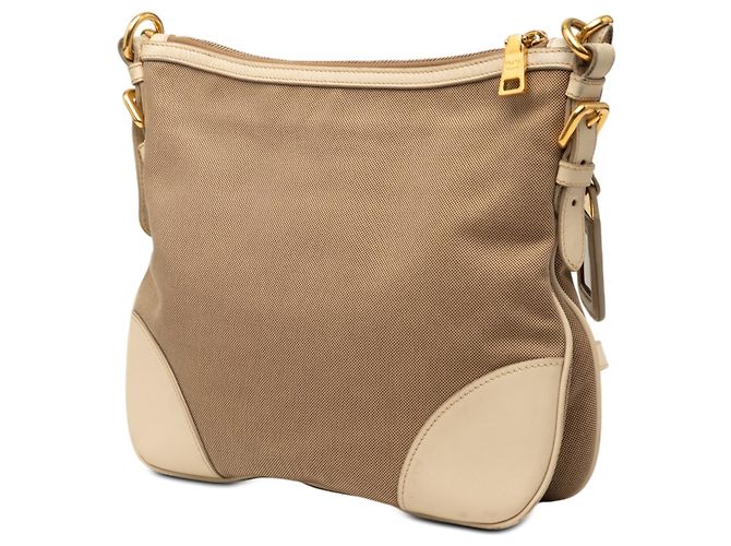 Bolso Bandolera Prada Brown Canvas Canapa Logo Castaño Marrón claro - vista 2