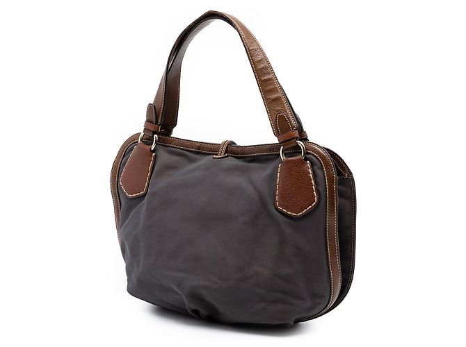 Céline Celine Carriage Tote aus grauer Canvas Braun Anthrazitgrau - Ansicht 2
