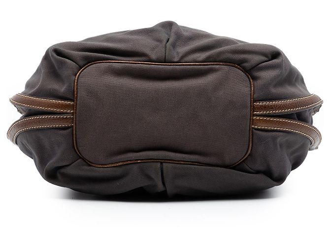 Céline Celine Carriage Tote aus grauer Canvas Braun Anthrazitgrau - Ansicht 3