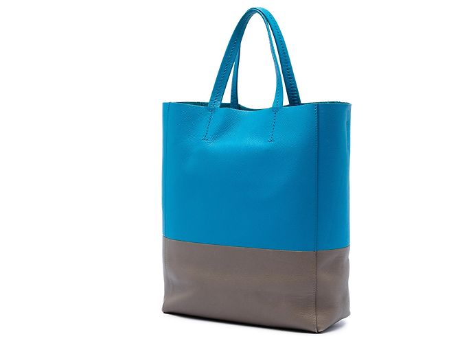 Céline Celine Blue Small vertikaler Cabas aus zweifarbigem genarbtem Kalbsleder Blau - Ansicht 2