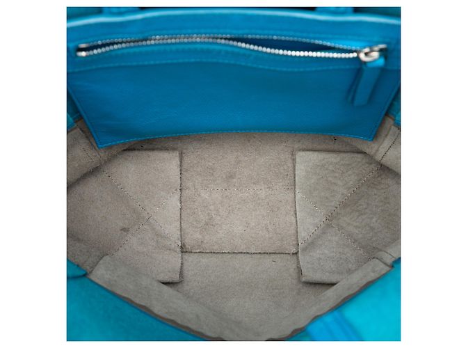 Céline Celine Blue Small vertikaler Cabas aus zweifarbigem genarbtem Kalbsleder Blau - Ansicht 4