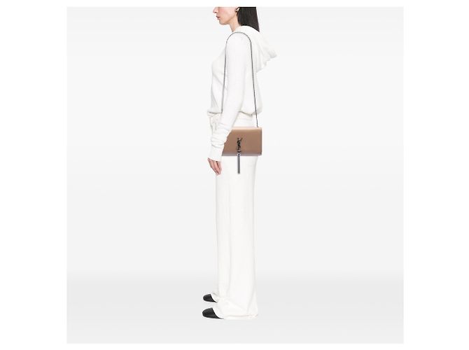 Saint Laurent Borsa a tracolla Kate Classic Monogram in pelle di vitello liscia marrone Medium Marrone chiaro - vista 6