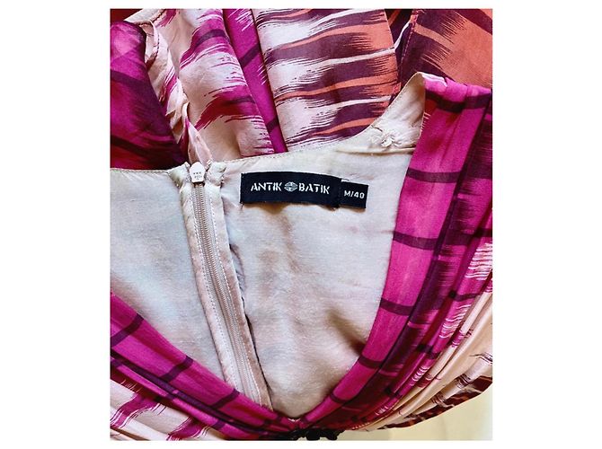 Blusa de seda estampada Antik Batik Castaño Rosa Naranja Crudo - vista 7