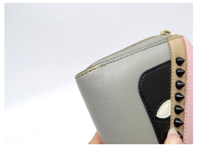 FENDI ZIP AROUND MONSTER EYES 8M0299 Leder Geldbörse Mehrfarben - Ansicht 17