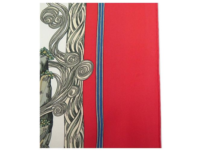 Hermès FULAR DI SETA HERMES AU FIL DE LA SOIE FAIVRE CARRE 90 ROSSO - vista 12