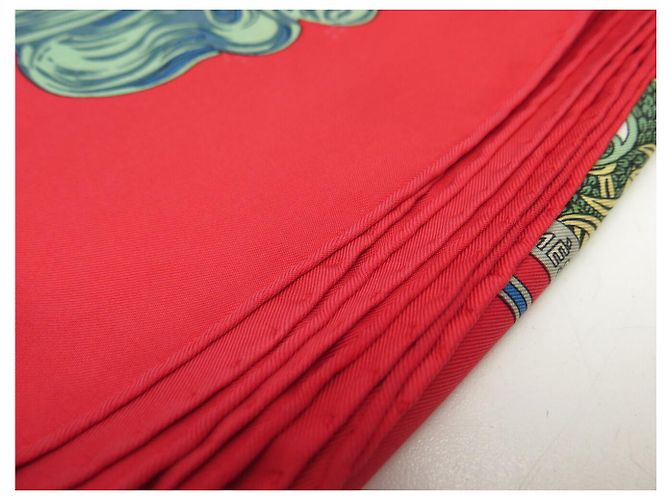Hermès FULAR DI SETA HERMES AU FIL DE LA SOIE FAIVRE CARRE 90 ROSSO - vista 16