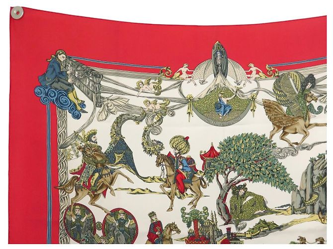 Hermès FULAR DI SETA HERMES AU FIL DE LA SOIE FAIVRE CARRE 90 ROSSO - vista 2