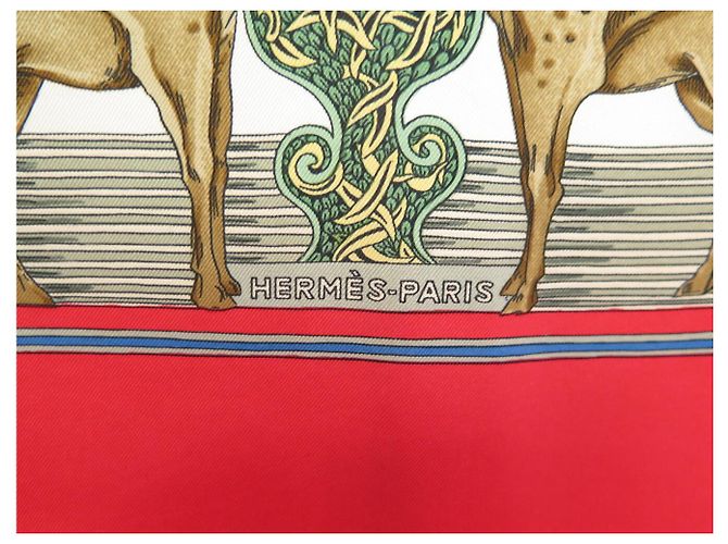Hermès FULAR DI SETA HERMES AU FIL DE LA SOIE FAIVRE CARRE 90 ROSSO - vista 7