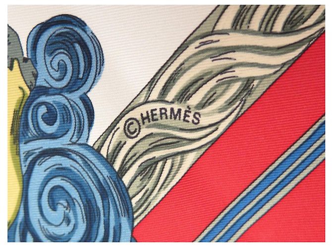 Hermès FULAR DI SETA HERMES AU FIL DE LA SOIE FAIVRE CARRE 90 ROSSO - vista 9