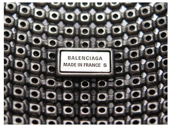 NUOVO BRACCIALETTO BALENCIAGA GLAM STRASS CUFF TAGLIA S 15.5 ARGENTO - vista 5