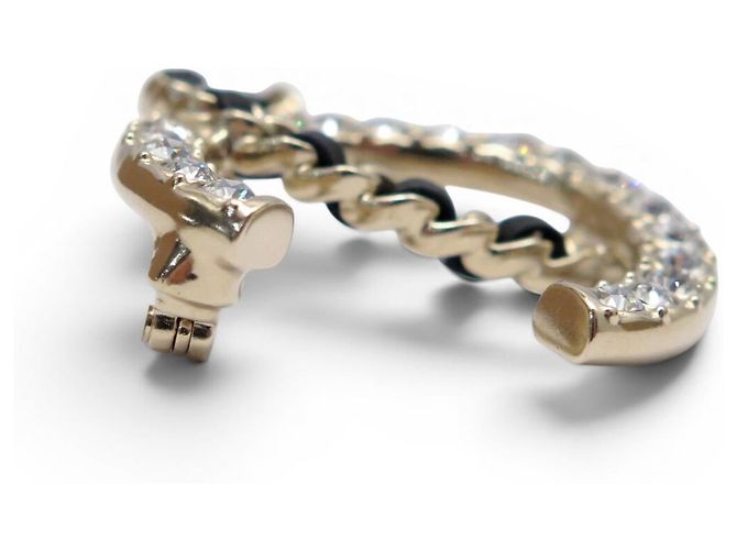 NEUER CHANEL LOGO CC BROSCHE STRASS LEDER VERFLECHTE KETTE GOLDTON METALL Golden - Ansicht 3