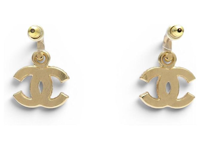 NEUE CHANEL CC LOGO HÄNGENDE OHRRINGE BRAUN LACKIERT Golden - Ansicht 3