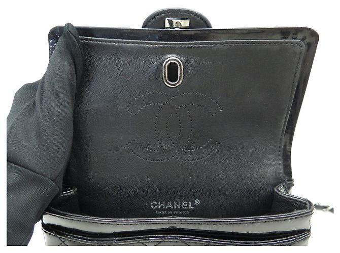 Timeless BORSA CHANEL MINI CLASSIC DOUBLE FLAP IN PELLE NERA MATELASSÉ Nero - vista 10