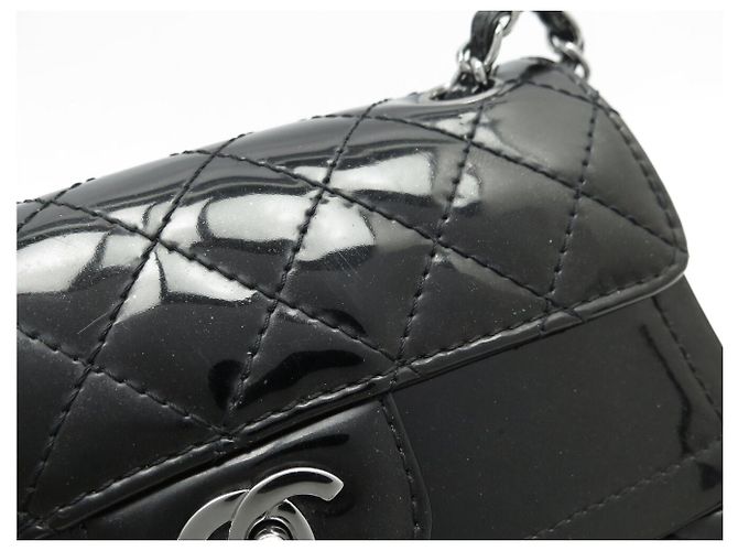 Timeless BORSA CHANEL MINI CLASSIC DOUBLE FLAP IN PELLE NERA MATELASSÉ Nero - vista 15