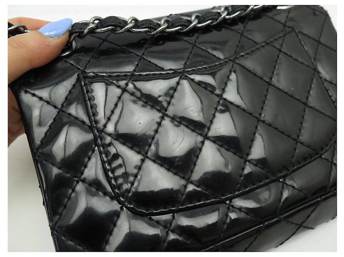 Timeless BORSA CHANEL MINI CLASSIC DOUBLE FLAP IN PELLE NERA MATELASSÉ Nero - vista 16