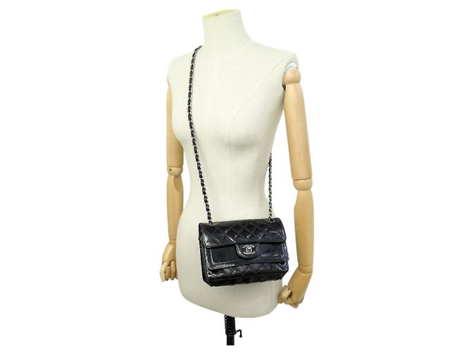 Timeless BORSA CHANEL MINI CLASSIC DOUBLE FLAP IN PELLE NERA MATELASSÉ Nero - vista 5