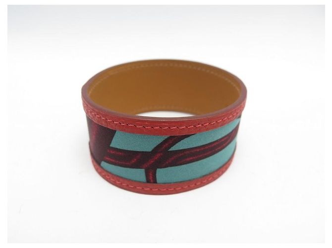 Hermès NUOVO BRACCIALETTO HERMES PETIT H MANCHETTE T20 PELLE E SETA SCATOLA STRAP BANGLE Multicolore - vista 2