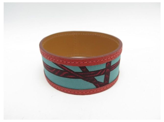 Hermès NUOVO BRACCIALETTO HERMES PETIT H MANCHETTE T20 PELLE E SETA SCATOLA STRAP BANGLE Multicolore - vista 3