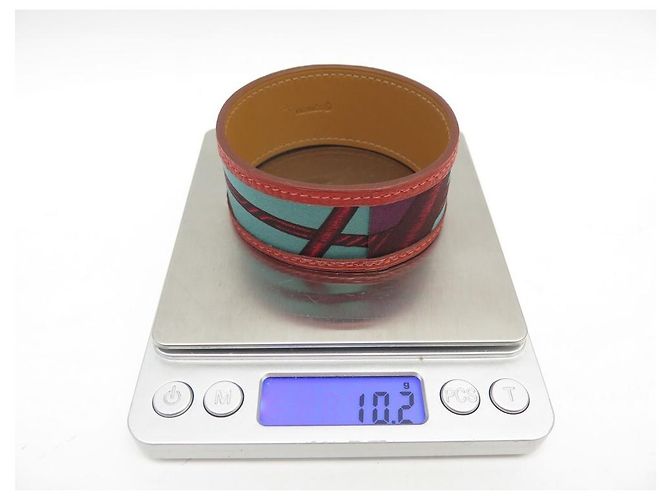 Hermès NUOVO BRACCIALETTO HERMES PETIT H MANCHETTE T20 PELLE E SETA SCATOLA STRAP BANGLE Multicolore - vista 6