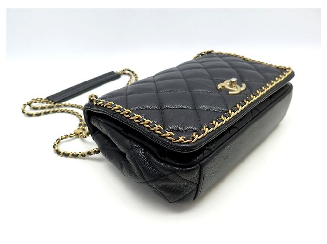 BORSA CHANEL CHAIN AROUND RABAT AS3468 PELLE CAVIAR MATELASSÉ NERO - vista 3