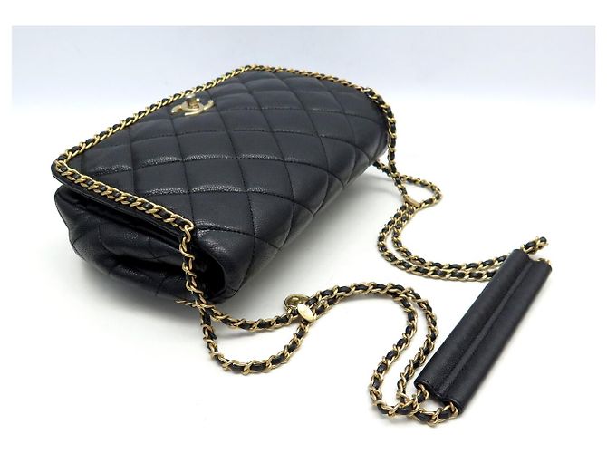 BORSA CHANEL CHAIN AROUND RABAT AS3468 PELLE CAVIAR MATELASSÉ NERO - vista 4