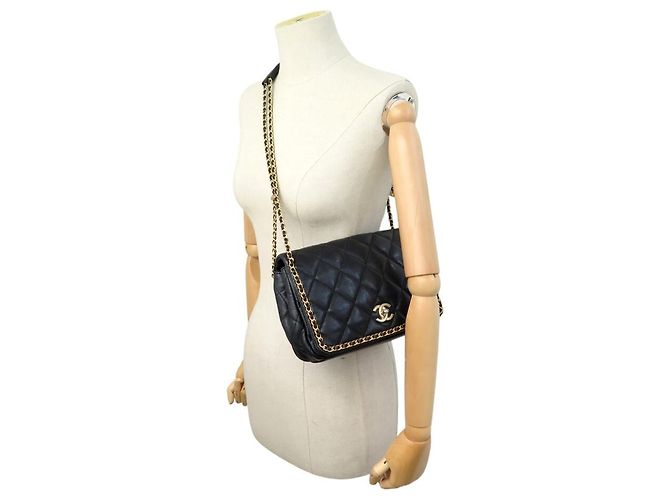 BORSA CHANEL CHAIN AROUND RABAT AS3468 PELLE CAVIAR MATELASSÉ NERO - vista 5