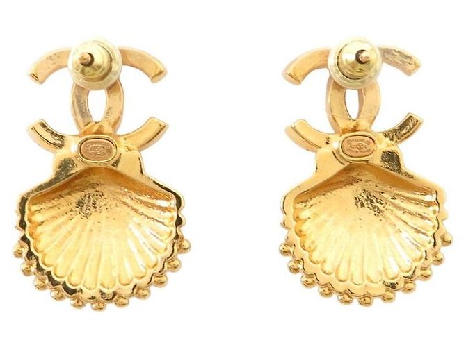NUOVI ORECCHINI CHANEL ABA063 CONCHIGLIA LOGO CC ORO D'oro - vista 2