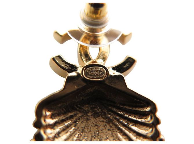 NUOVI ORECCHINI CHANEL ABA063 CONCHIGLIA LOGO CC ORO D'oro - vista 9