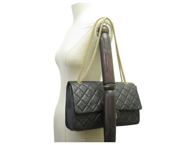 BORSA CHANEL 2.55 GRAND JUMBO in pelle trapuntata con tracolla Nero - vista 6