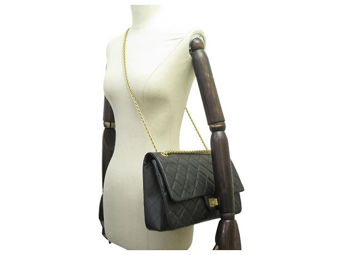 BORSA CHANEL 2.55 GRAND JUMBO in pelle trapuntata con tracolla Nero - vista 7